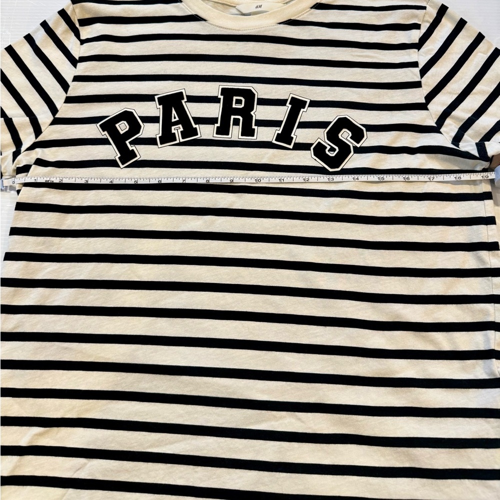 H&M Black and Cream Paris Stripped Tee - Picture 5 of 6